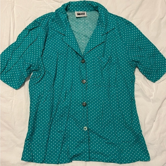 Vintage Leslie Fay Polkadot Top - Picture 3 of 5